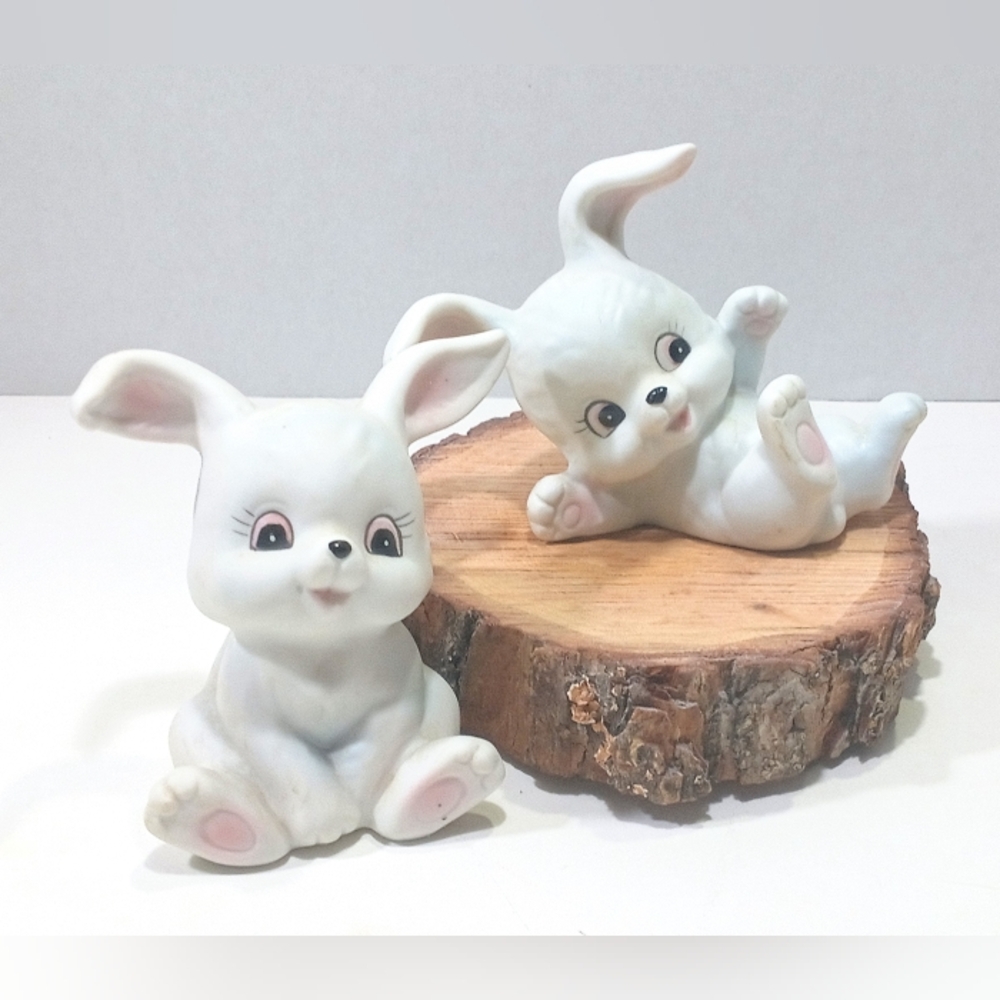 Vintage Homco Bunny Figures 1458 Playful Bunny Rabbit Easter Spring